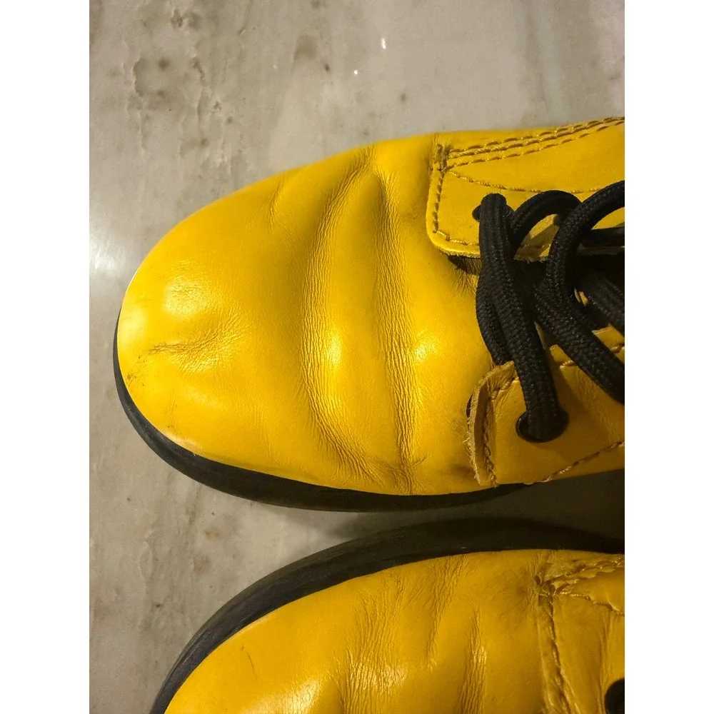 Dr. Martens 1460 J Youth Yellow Leather Side Zip Combat Boots Size 3 US